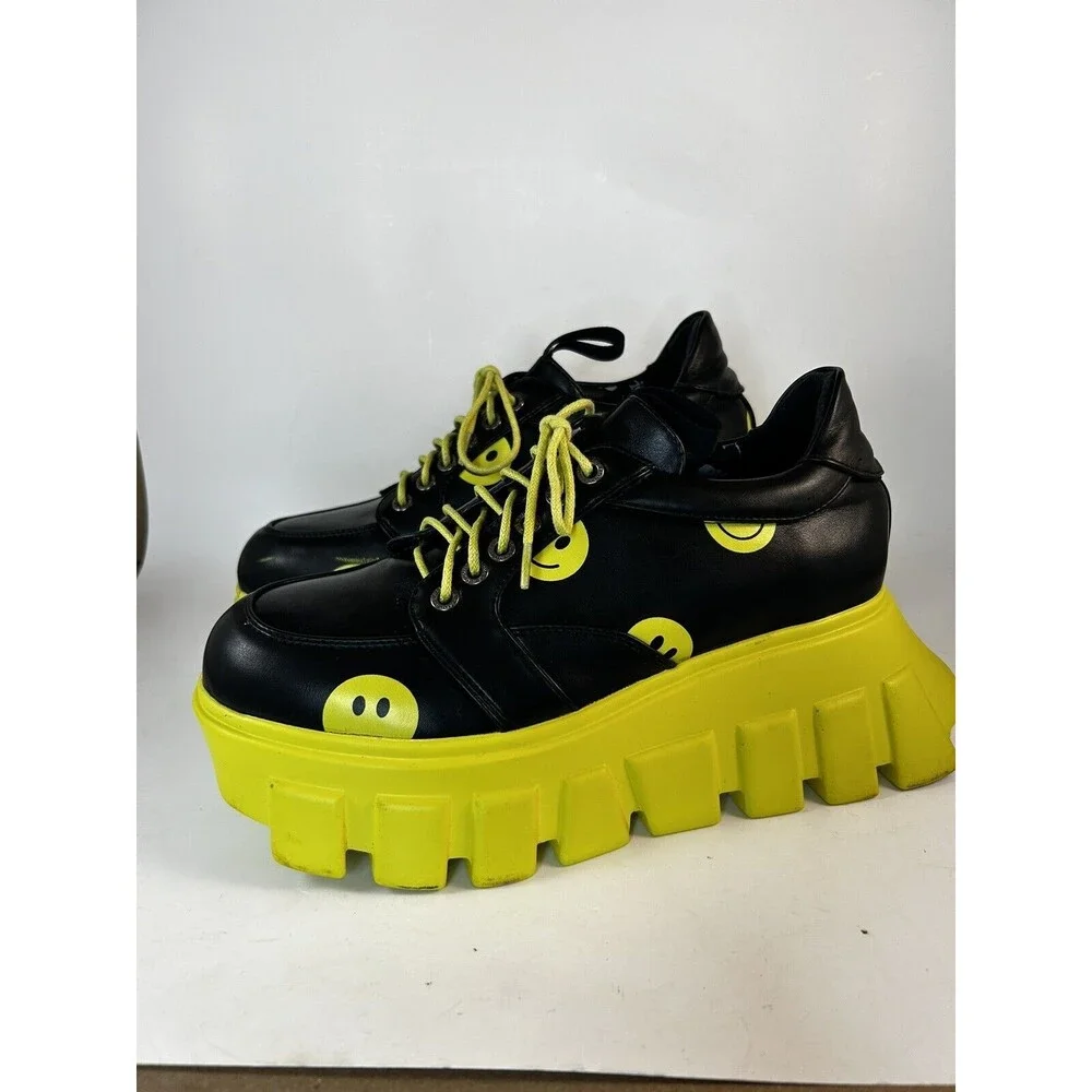 Lamoda Dolls Kill Smiley Face Platform Sneakers Women’s Size 8 Y2K Chunky Shoes - Picture 2 of 10